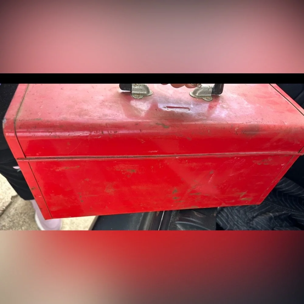 Vintage Sears Craftsman USA Red Metal Tool Box Handbox RARE HTF